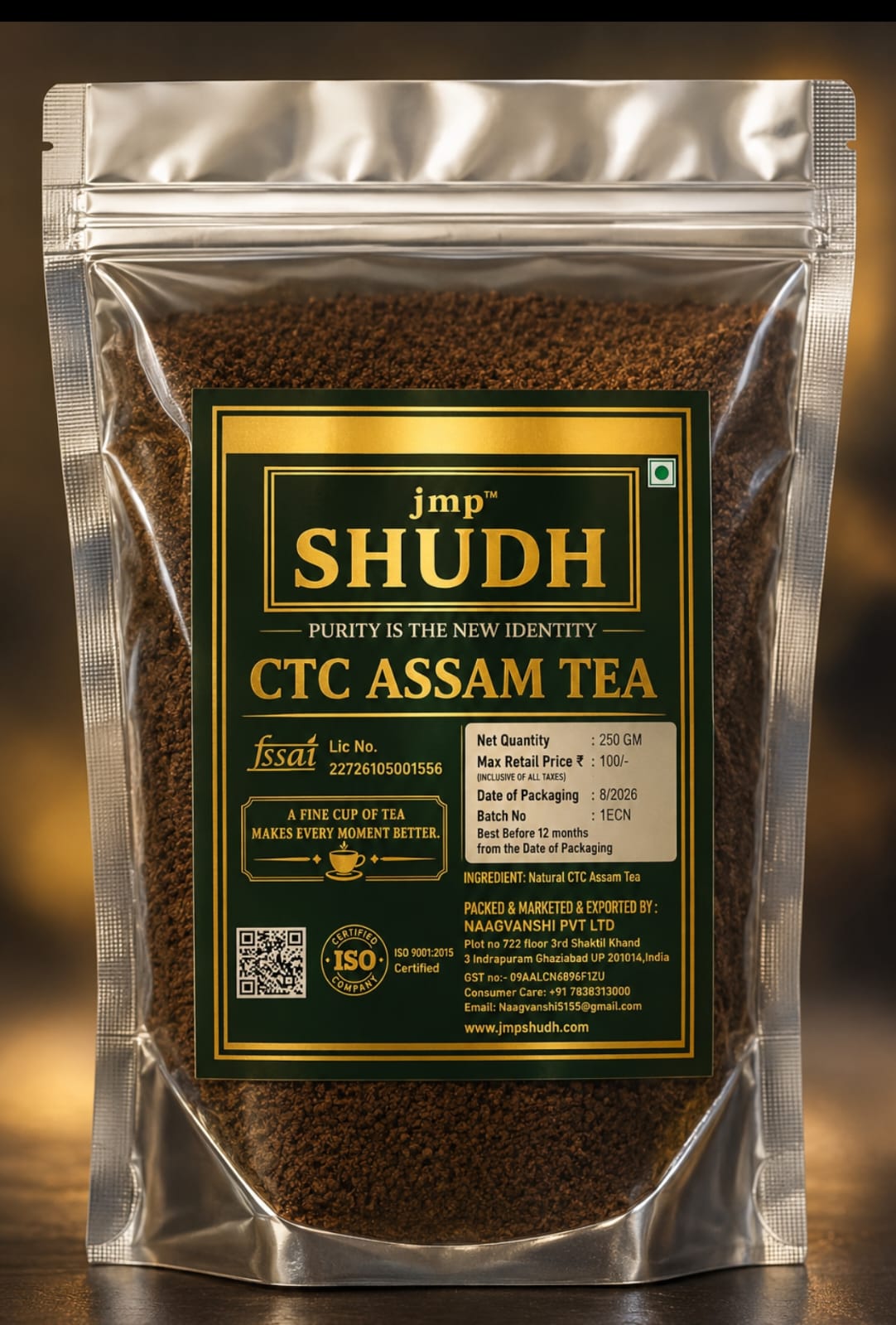 JMP™ SHUDH CTC Assam Tea – Silver Pack — 250 g pack of premium tea by JMP SHUDH
